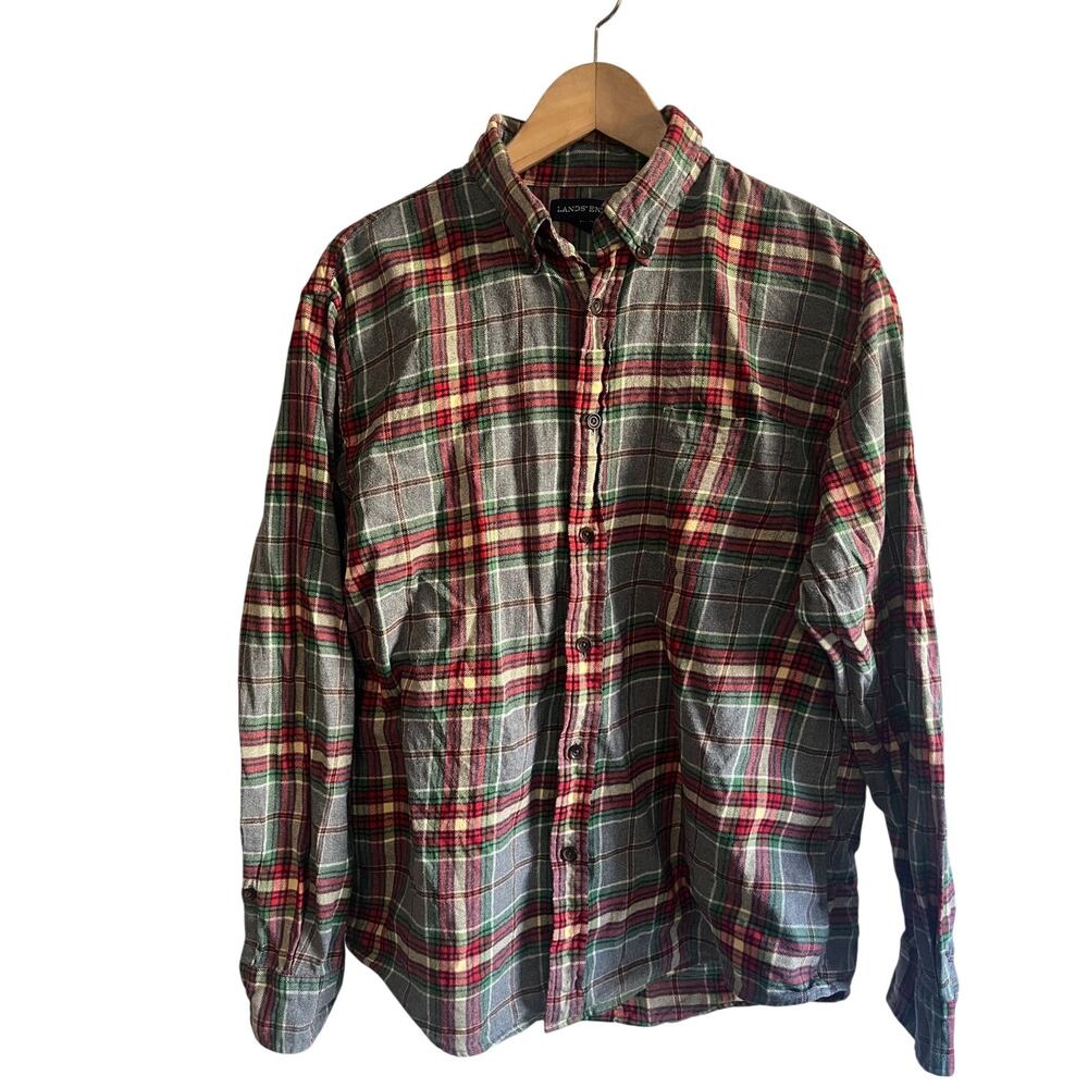 Lands End flannel red, green , black yellow size large